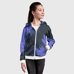 Толстовка на молнии детская Абстрактная текстура в синем, цвет: 3D-белый — фото 2