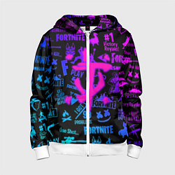 Детская толстовка на молнии Fortnite x doom neon logo