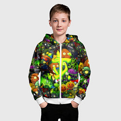 Толстовка на молнии детская Растения против зомби x Дум лого, цвет: 3D-белый — фото 2