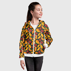 Толстовка на молнии детская Ягоды и фрукты в паттерне: малина манго апельсин, цвет: 3D-белый — фото 2