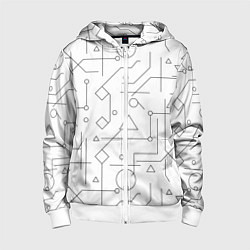 Толстовка на молнии детская Техно-Геометрия на белое, цвет: 3D-белый