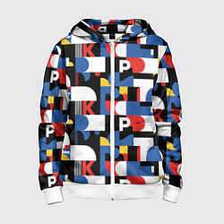 Толстовка на молнии детская Геометрия букв, цвет: 3D-белый