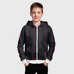 Толстовка на молнии детская Color dark cage red stripes, цвет: 3D-белый — фото 2