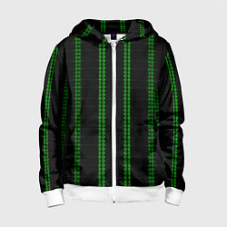 Детская толстовка на молнии Color black cage green stripes