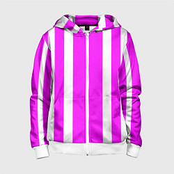 Толстовка на молнии детская Color white pink stripes, цвет: 3D-белый