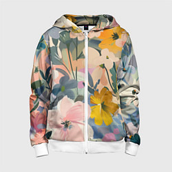Толстовка на молнии детская Цветы цветочки, цвет: 3D-белый