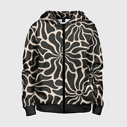 Толстовка на молнии детская Цветы black pattern, цвет: 3D-черный