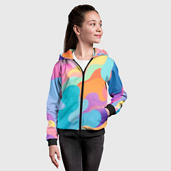 Толстовка на молнии детская Разноцветные красивые облака, цвет: 3D-черный — фото 2