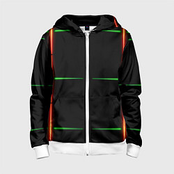 Детская толстовка на молнии Color black green orange stripes