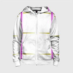 Толстовка на молнии детская Color white pink yellow stripes, цвет: 3D-белый