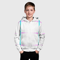 Толстовка на молнии детская Color white blue pink stripes, цвет: 3D-белый — фото 2