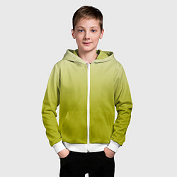 Толстовка на молнии детская Градиент лаймовый, цвет: 3D-белый — фото 2