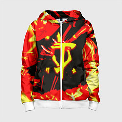 Толстовка на молнии детская Doom огненный, цвет: 3D-белый
