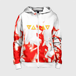 Толстовка на молнии детская Ведьмак огонь лого, цвет: 3D-белый