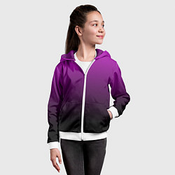 Толстовка на молнии детская Purple gradient, цвет: 3D-белый — фото 2