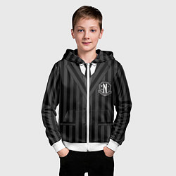 Толстовка на молнии детская Форма как у Уэнсдэй Аддамс верх, цвет: 3D-белый — фото 2