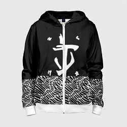 Толстовка на молнии детская Doom геометрия линии, цвет: 3D-белый