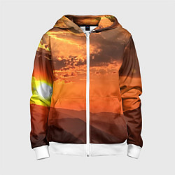 Толстовка на молнии детская Закат на перевале актопрак, цвет: 3D-белый