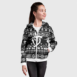 Толстовка на молнии детская Doom x elders scrolls pattern, цвет: 3D-белый — фото 2