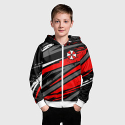 Толстовка на молнии детская Umbrella - red lines, цвет: 3D-белый — фото 2