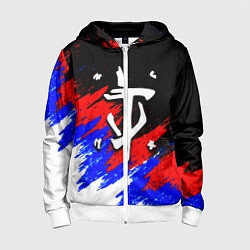 Толстовка на молнии детская Doom триколор краски, цвет: 3D-белый