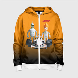 Детская толстовка на молнии Механик Бендер и пилот формулы 1 Фрай