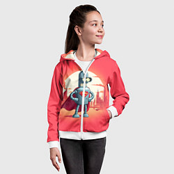 Толстовка на молнии детская Робот-сгибальщик Бендер супермен - коллаба, цвет: 3D-белый — фото 2