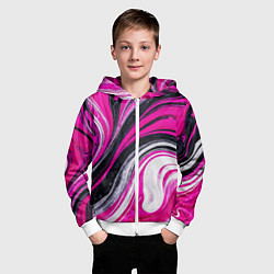 Толстовка на молнии детская Розово белая абстракция, цвет: 3D-белый — фото 2