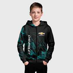 Толстовка на молнии детская Chevrolet треугольные линии, цвет: 3D-черный — фото 2