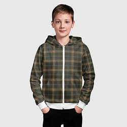 Толстовка на молнии детская Паттерн из шотландской клетки, цвет: 3D-белый — фото 2