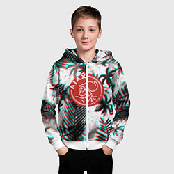 Толстовка на молнии детская Ajax тропики глитч, цвет: 3D-белый — фото 2