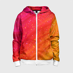 Толстовка на молнии детская Малиновый градиент с блестками, цвет: 3D-белый