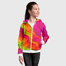 Толстовка на молнии детская Градиент вдохновения текстура, цвет: 3D-белый — фото 2