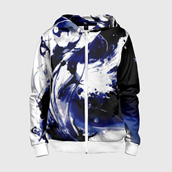 Толстовка на молнии детская Чёрно-фиолетовый абстракция волна, цвет: 3D-белый