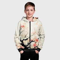 Толстовка на молнии детская Чёрное дерево с цветами абстракция, цвет: 3D-черный — фото 2