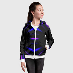 Толстовка на молнии детская Color black neon stripes, цвет: 3D-белый — фото 2