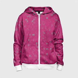 Толстовка на молнии детская Color pink brown squares, цвет: 3D-белый