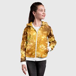 Толстовка на молнии детская Цветочный золотой с искрами, цвет: 3D-белый — фото 2