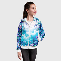 Толстовка на молнии детская Фантастический цветочный с голубыми облаками, цвет: 3D-белый — фото 2