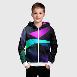 Толстовка на молнии детская Neon colored geometric, цвет: 3D-белый — фото 2