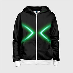 Толстовка на молнии детская Neon green lines, цвет: 3D-белый