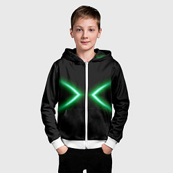 Толстовка на молнии детская Neon green lines, цвет: 3D-белый — фото 2
