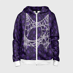 Толстовка на молнии детская Хэллоуин - Паутина, цвет: 3D-белый