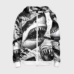 Детская толстовка на молнии Белая акула - стая