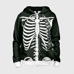 Толстовка на молнии детская Я скелетон, цвет: 3D-белый