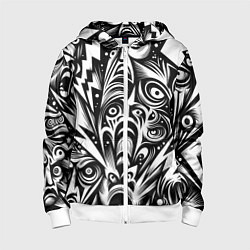 Толстовка на молнии детская Lightnings and faces - ai art fantasy, цвет: 3D-белый