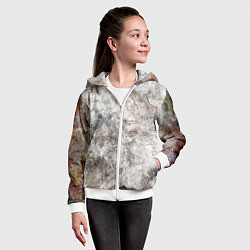 Толстовка на молнии детская Абстракция - gray limestone, цвет: 3D-белый — фото 2