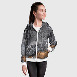 Толстовка на молнии детская Осенние шалости духов, цвет: 3D-белый — фото 2