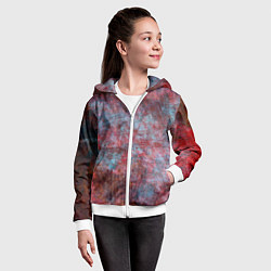 Толстовка на молнии детская Абстракция - red rust on blue, цвет: 3D-белый — фото 2