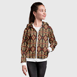 Толстовка на молнии детская Славянский вышивной орнамент макошь, цвет: 3D-белый — фото 2